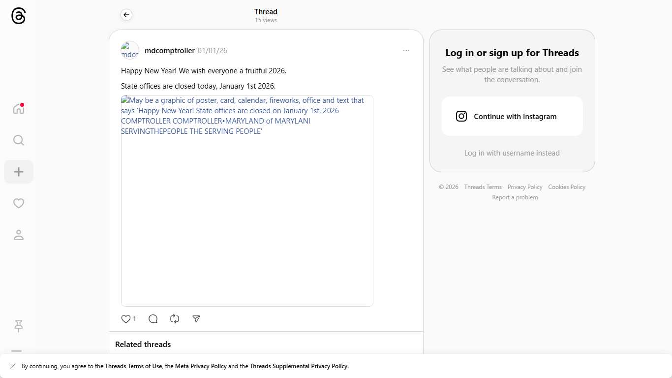 Happy New Year! We wish everyone a fruitful 2026. State offices are closed today, January 1st 2026.